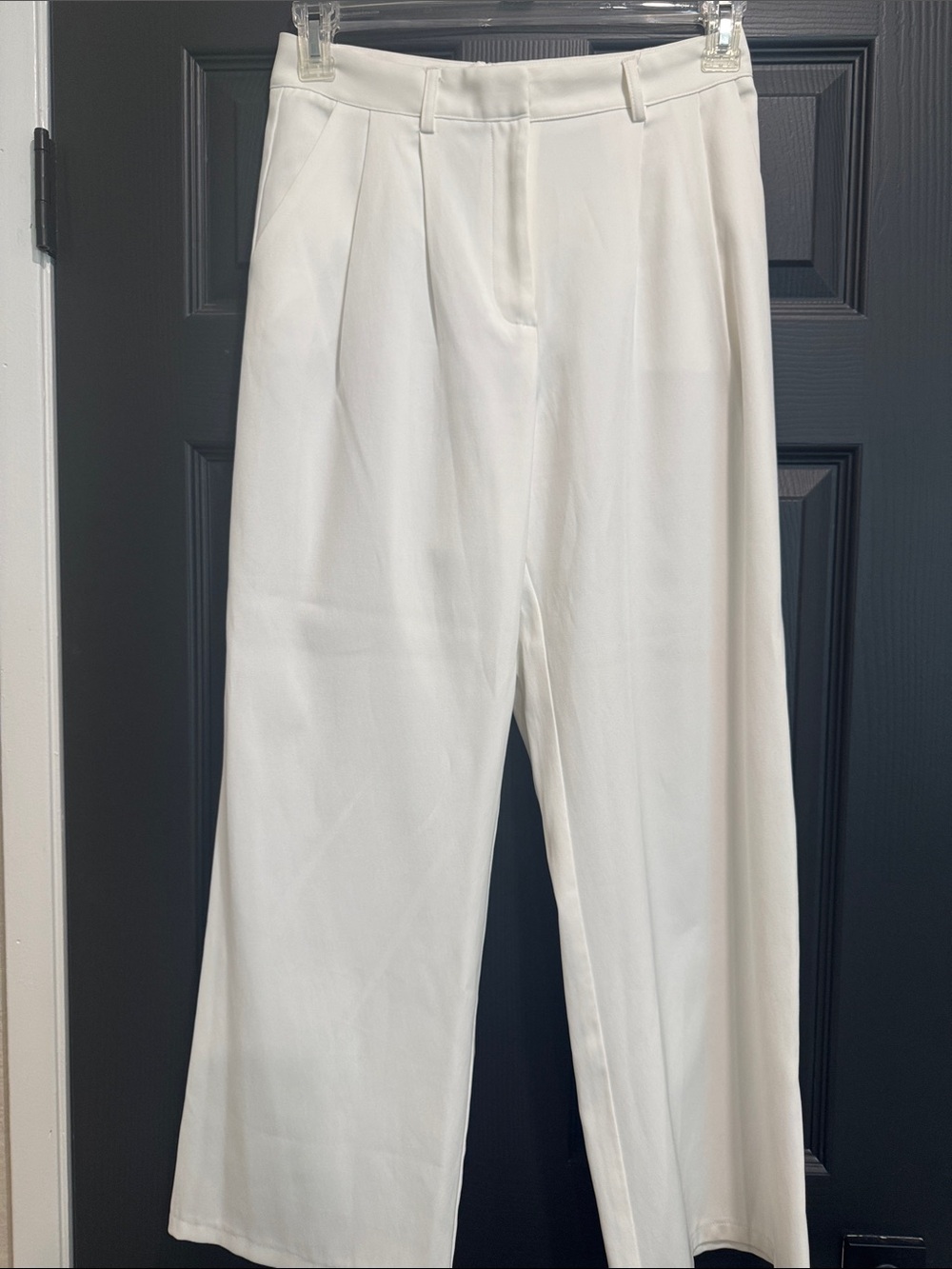 Forever 21 White Straight-Leg Trousers